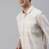 Shirts Classic Polo | Classic Polo Men'S Cotton Full Sleeve Checked Slim Fit Polo Neck Cream Color Woven Shirt | So1-46 B