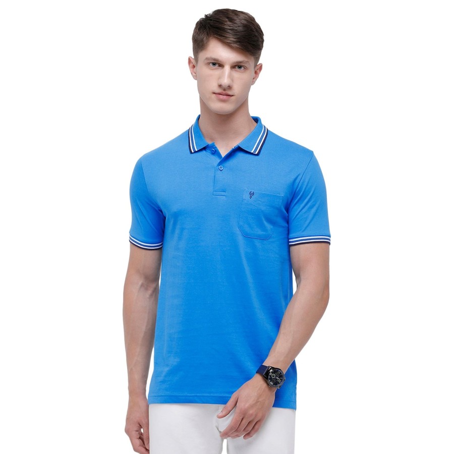 T-Shirts Classic Polo | Classic Polo Men'S Blue Sporty Polo Half Sleeve Slim Fit T-Shirt | Pristo - Blue