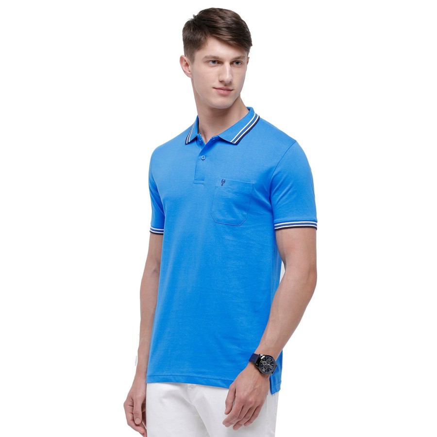 T-Shirts Classic Polo | Classic Polo Men'S Blue Sporty Polo Half Sleeve Slim Fit T-Shirt | Pristo - Blue