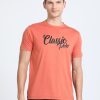 T-Shirts Classic Polo | Classic Polo Mens Cotton Half Sleeves Printed Slim Fit Crew Neck Orange Color T-Shirt | Baleno - 570 Sf C