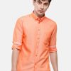 Shirts Classic Polo | Classic Polo Men'S Cotton Orange Solid Full Sleeve Shirt - Enzo-Orange-Fs