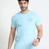 T-Shirts Classic Polo | Classic Polo Mens Cotton Half Sleeves Printed Slim Fit Crew Neck Aqua Blue Color T-Shirt | Brcn - 551 B Sf C