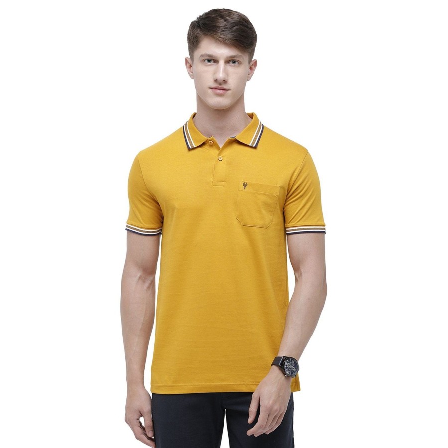 T-Shirts Classic Polo | Classic Polo Men'S Golden Yellow Sporty Polo Half Sleeve Slim Fit T-Shirt | Pristo - Golden Yellow