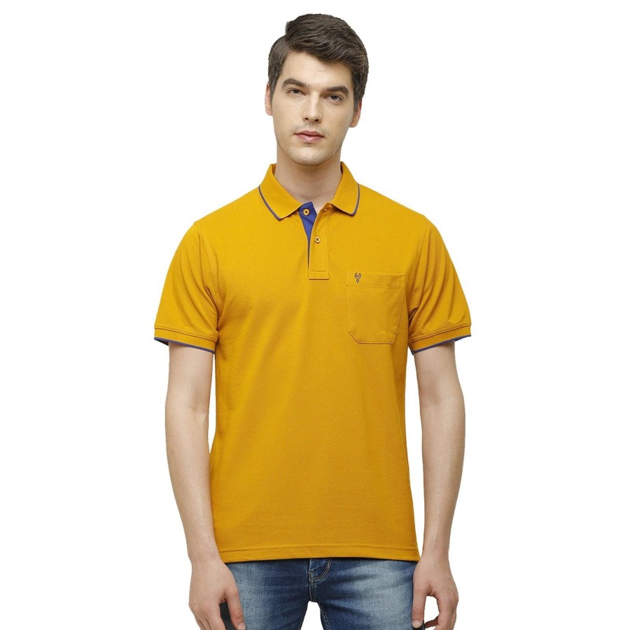 T-Shirts Classic Polo | Classic Polo Men'S Smart Double Pique Polo Half Sleeve Authentic Fit T-Shirt | Nova - G.Yellow