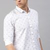 Shirts Classic Polo | Classic Polo Men'S Cotton Full Sleeve Printed Slim Fit Polo Neck White Color Woven Shirt | So1-25 B