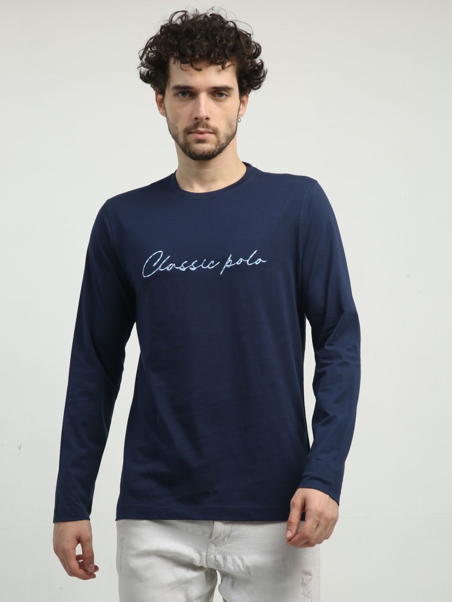 T-Shirts Classic Polo | Classic Polo Men'S Crew Neck Full Sleeve Slim Fit Cotton T Shirt | Baleno Fs -591 B Sf C