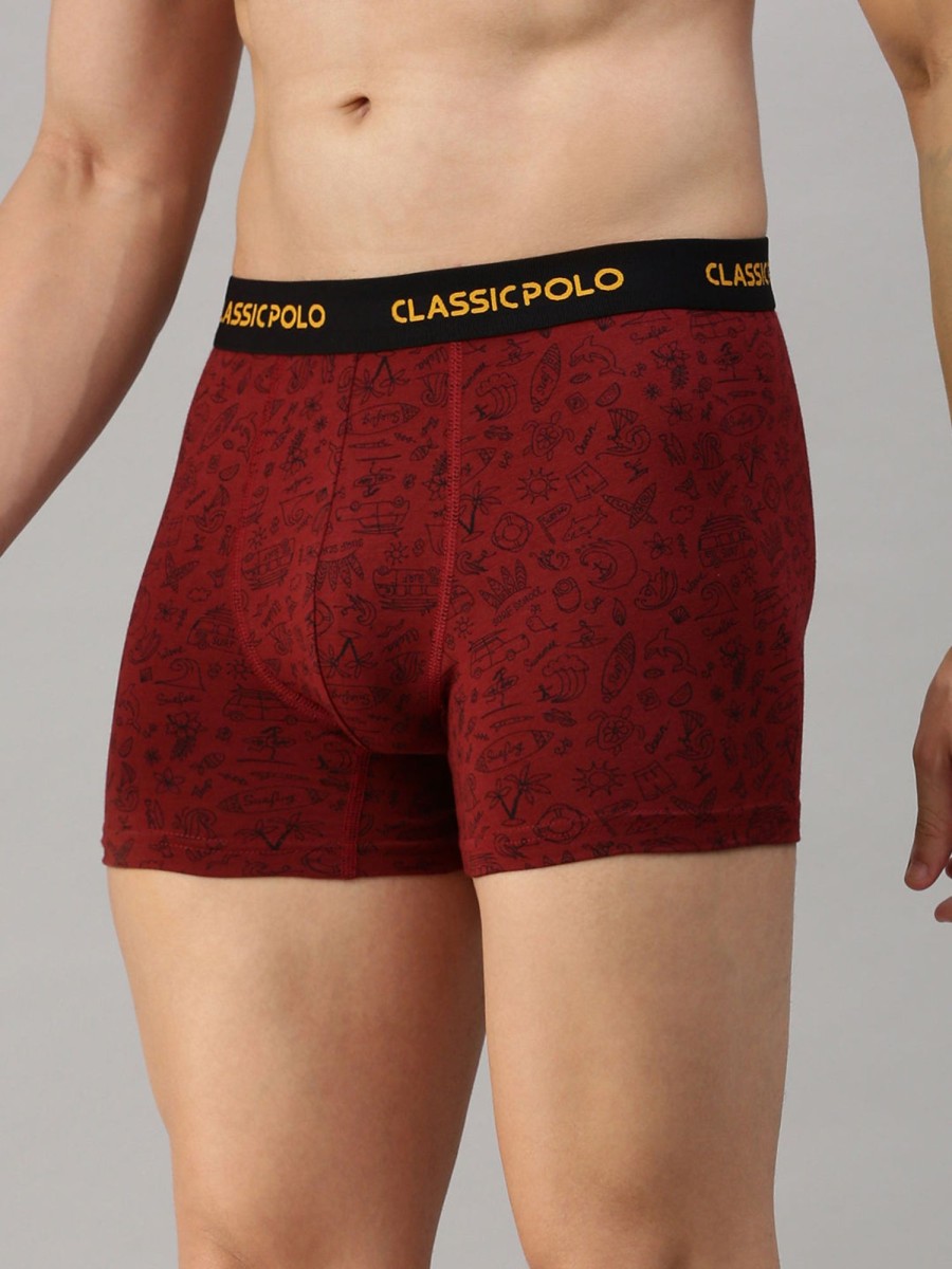 Innerwear Classic Polo | Classic Polo Men'S Modal Printed Trunks | Glance - Blue & Red (Pack Of 2)