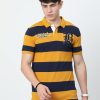 T-Shirts Classic Polo | Classic Polo Mens Cotton Half Sleeves Striped Slim Fit Polo Neck Yellow Color T-Shirt | Brp - 395 A Sf P