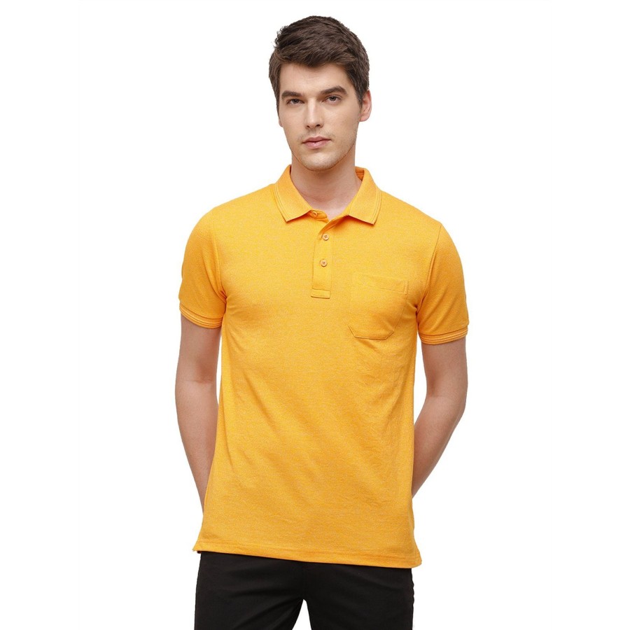 T-Shirts Classic Polo | Classic Polo Men'S Mustard Trendy Grindle Polo Half Sleeve Slim Fit T-Shirt | Proten - Mustard