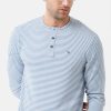 T-Shirts Classic Polo | Classic Polo Mens Cotton Striped Full Sleeve Slim Fit Round Neck Blue Color T-Shirt | Verno 305