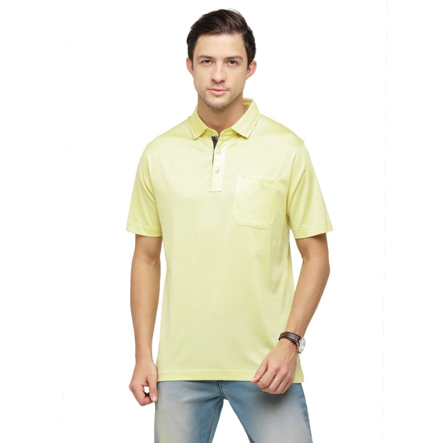 T-Shirts Classic Polo | Classic Polo Men'S Solid Polo Neck Authentic Fit 100% Cotton T-Shirt | Sedos - Yellow