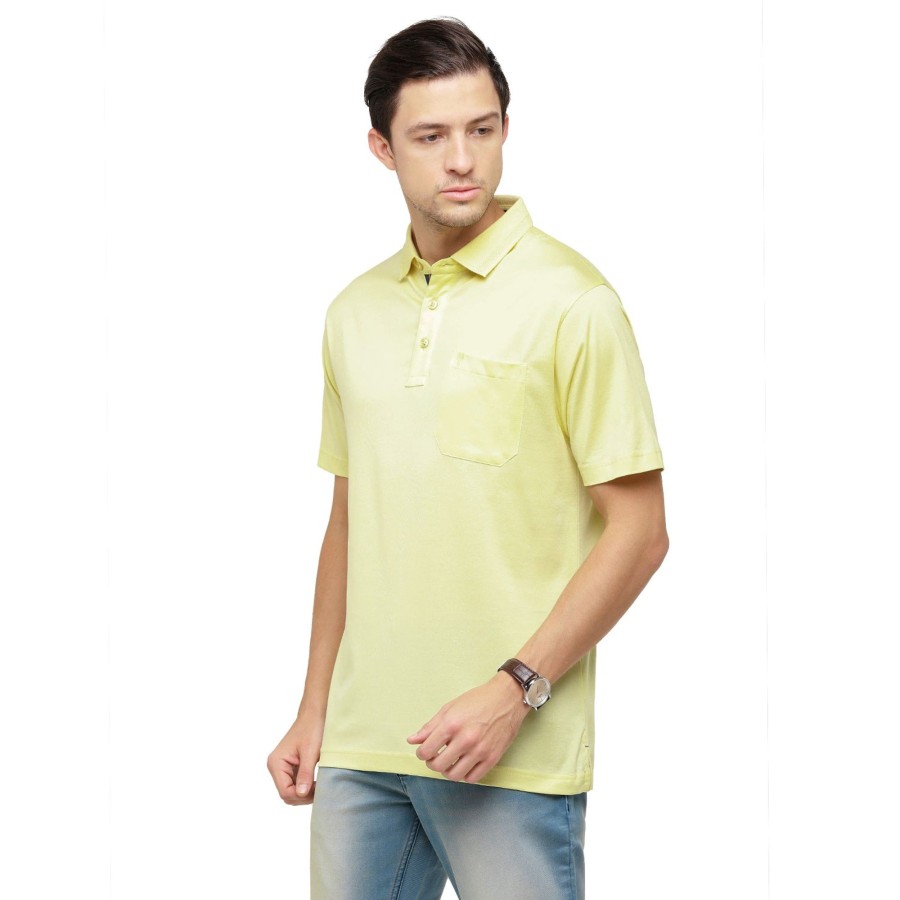 T-Shirts Classic Polo | Classic Polo Men'S Solid Polo Neck Authentic Fit 100% Cotton T-Shirt | Sedos - Yellow