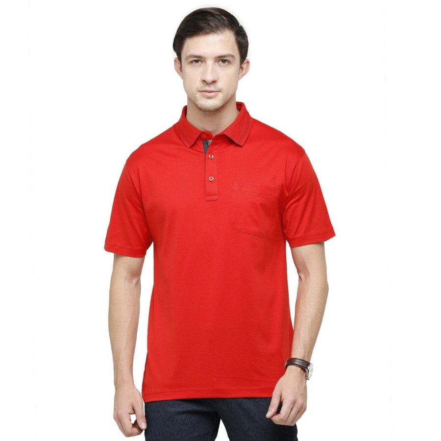 T-Shirts Classic Polo | Classic Polo Men'S Solid Polo Neck Authentic Fit 100% Cotton Core T-Shirt | Sedos - Molten Lava