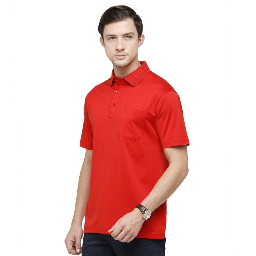 T-Shirts Classic Polo | Classic Polo Men'S Solid Polo Neck Authentic Fit 100% Cotton Core T-Shirt | Sedos - Molten Lava