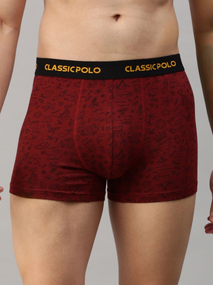 Innerwear Classic Polo | Classic Polo Men'S Modal Printed Trunk | Glance - Red