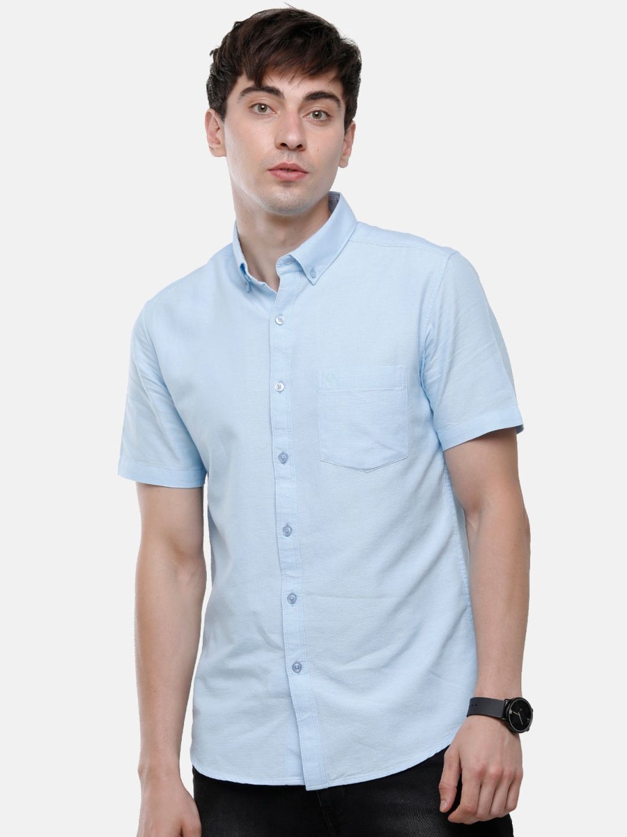 Shirts Classic Polo | Classic Polo Men'S Cotton Light Blue Solid Half Sleeve Shirt - Enzo-L.Blue-Mf-Hs