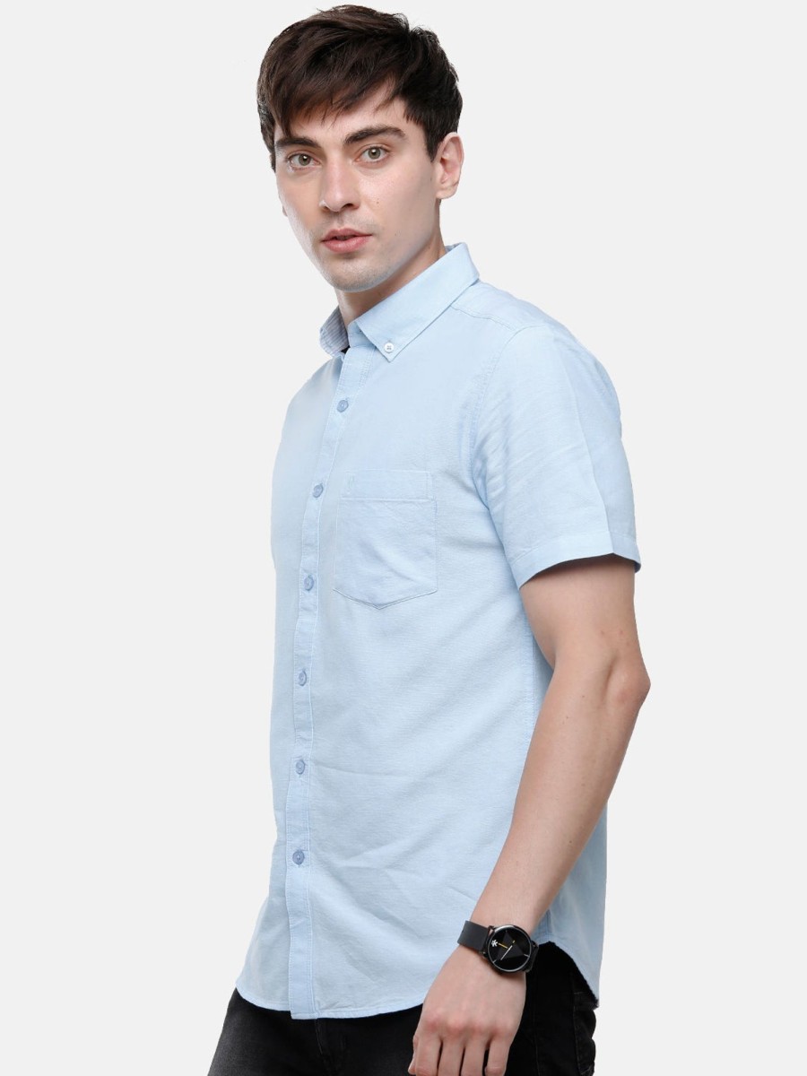 Shirts Classic Polo | Classic Polo Men'S Cotton Light Blue Solid Half Sleeve Shirt - Enzo-L.Blue-Mf-Hs