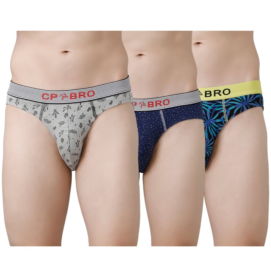 Innerwear CP BRO | Cp Bro Men'S Printed Briefs With Exposed Waistband Value Pack - Multicolor (Pack Of 3)