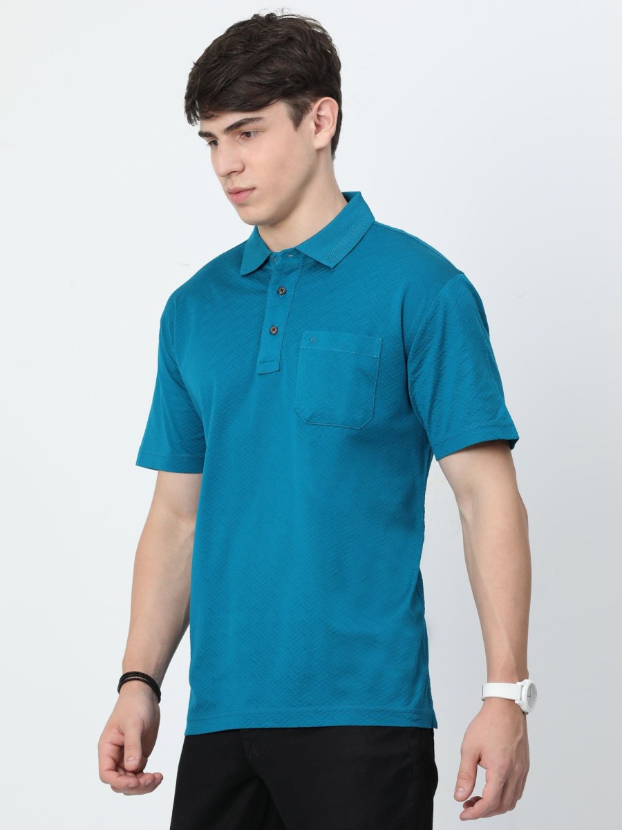 T-Shirts Classic Polo | Classic Polo Mens Cotton Half Sleeves Floral Authentic Fit Polo Neck Blue Color T-Shirt | Rare - 05 A Af P