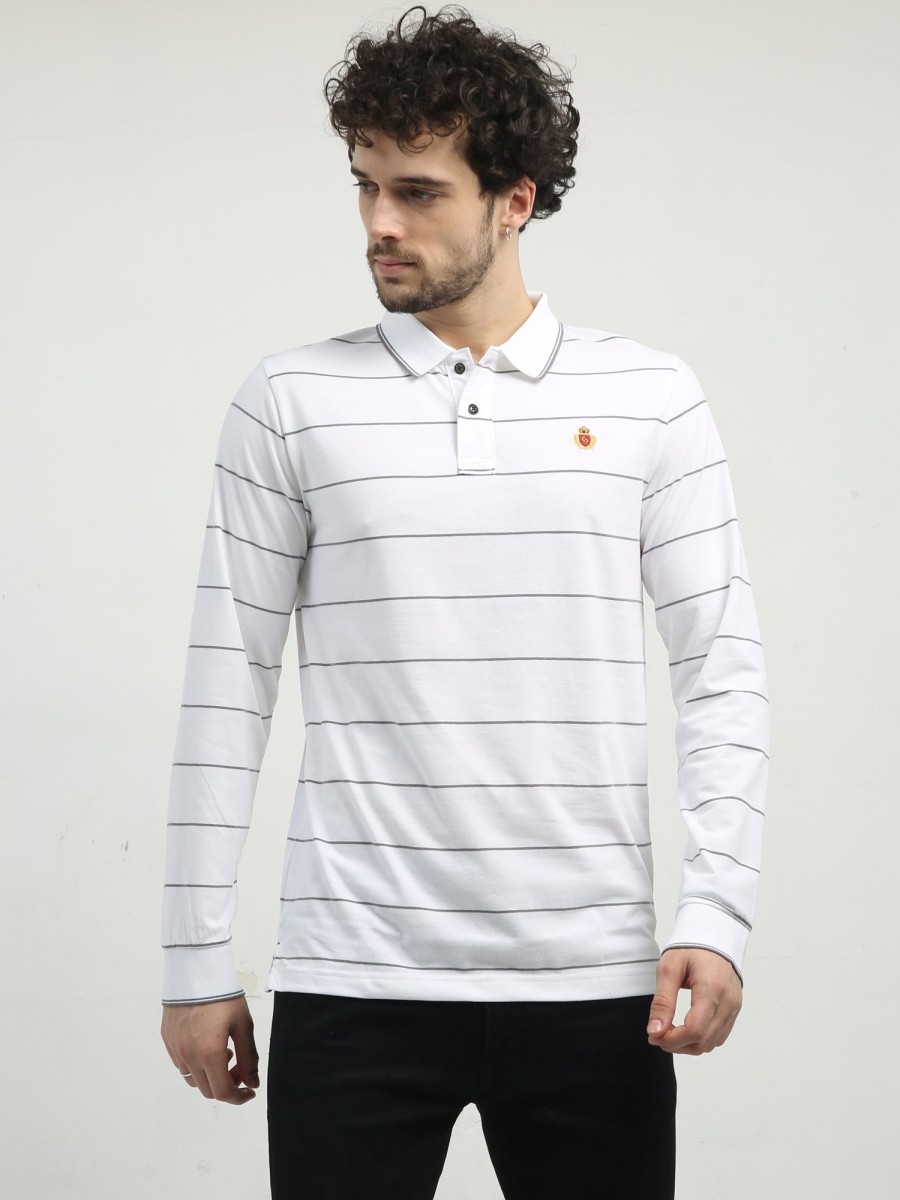 T-Shirts Classic Polo | Classic Polo Men'S Polo Neck Full Sleeve Slim Fit Cotton T Shirt | Cpeg Fs - 306 A Sf P