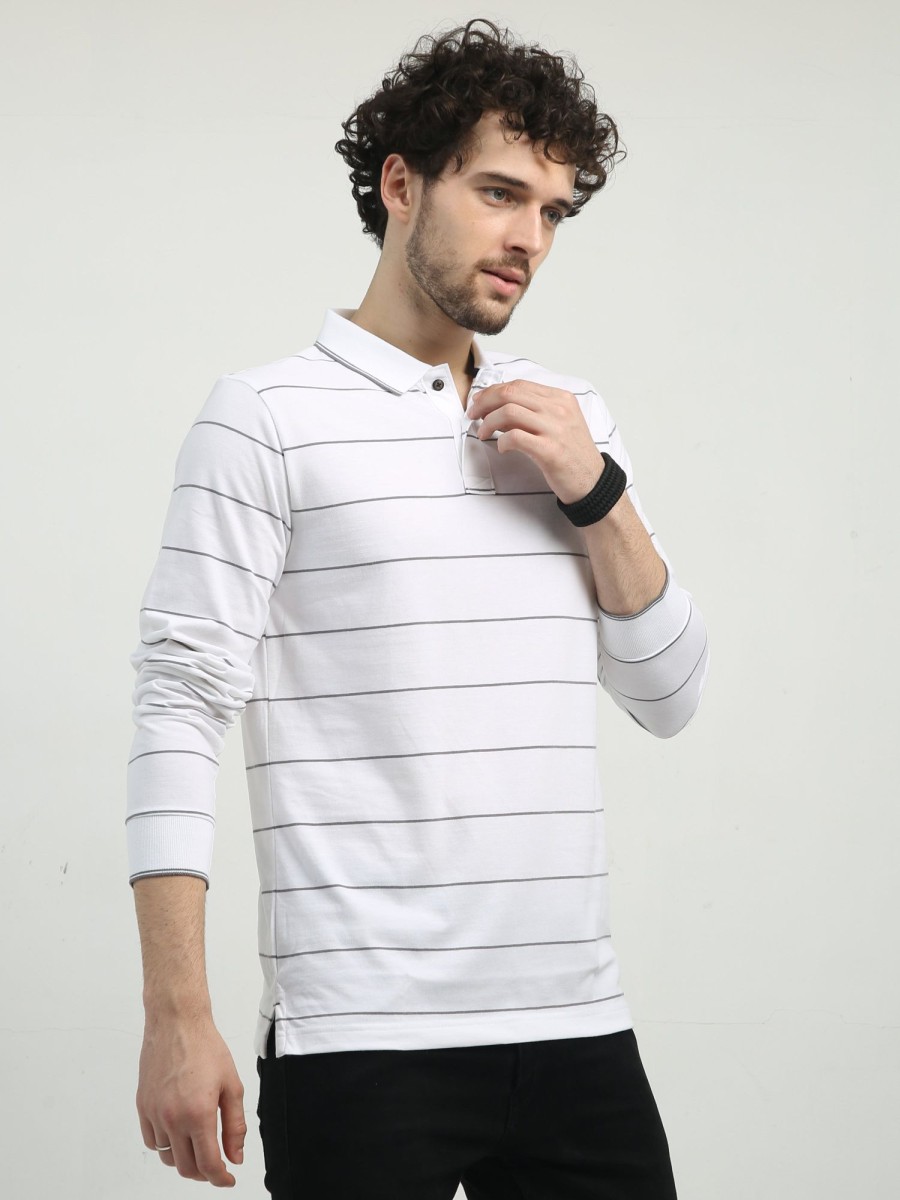 T-Shirts Classic Polo | Classic Polo Men'S Polo Neck Full Sleeve Slim Fit Cotton T Shirt | Cpeg Fs - 306 A Sf P