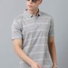 T-Shirts Classic Polo | Classic Polo Men'S Cotton Half Sleeve Striped Authentic Fit Polo Neck Grey Color T-Shirt | Ap - 83 A