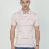 T-Shirts Classic Polo | Classic Polo Mens Casual Lt.Peach Striped Cotton T-Shirt | F-Adore - 106 B Sf P