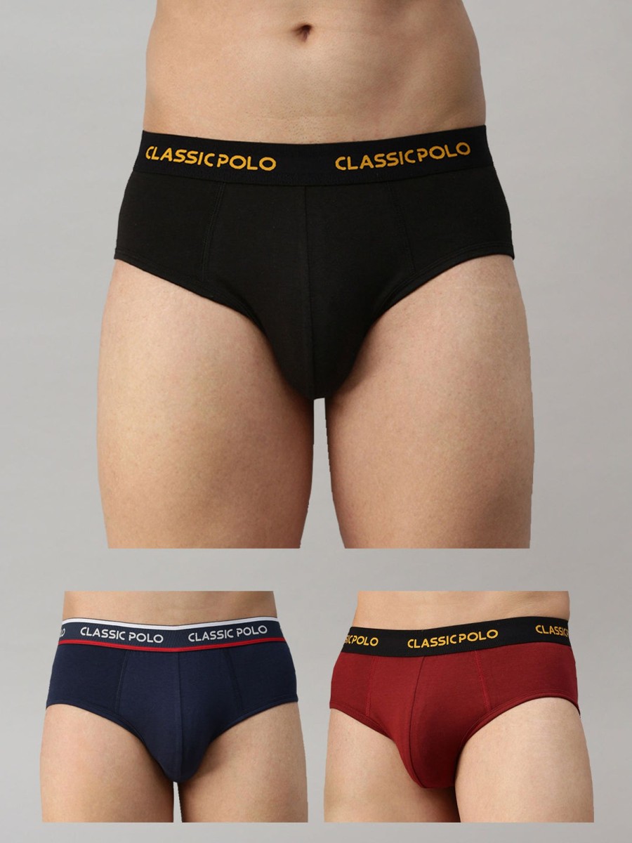 Innerwear Classic Polo | Classic Polo Men'S Modal Solid Briefs | Scarce - Multicolor (Pack Of 3)