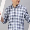 Shirts Classic Polo | Classic Polo Men'S Cotton Full Sleeve Checked Slim Fit Polo Neck Blue Color Woven Shirt | So1-64 A