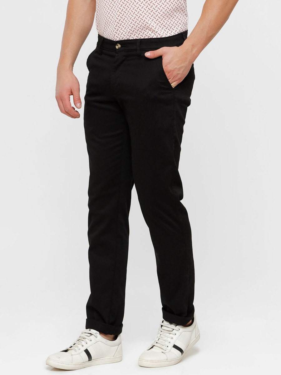 Trousers Classic Polo | Classic Polo Mens Solid Slim Fit Black Trousers - Eros Black