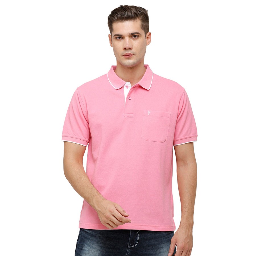 T-Shirts Classic Polo | Classic Polo Men'S Smart Double Pique Polo Half Sleeve Authentic Fit T-Shirt | Nova - Pink