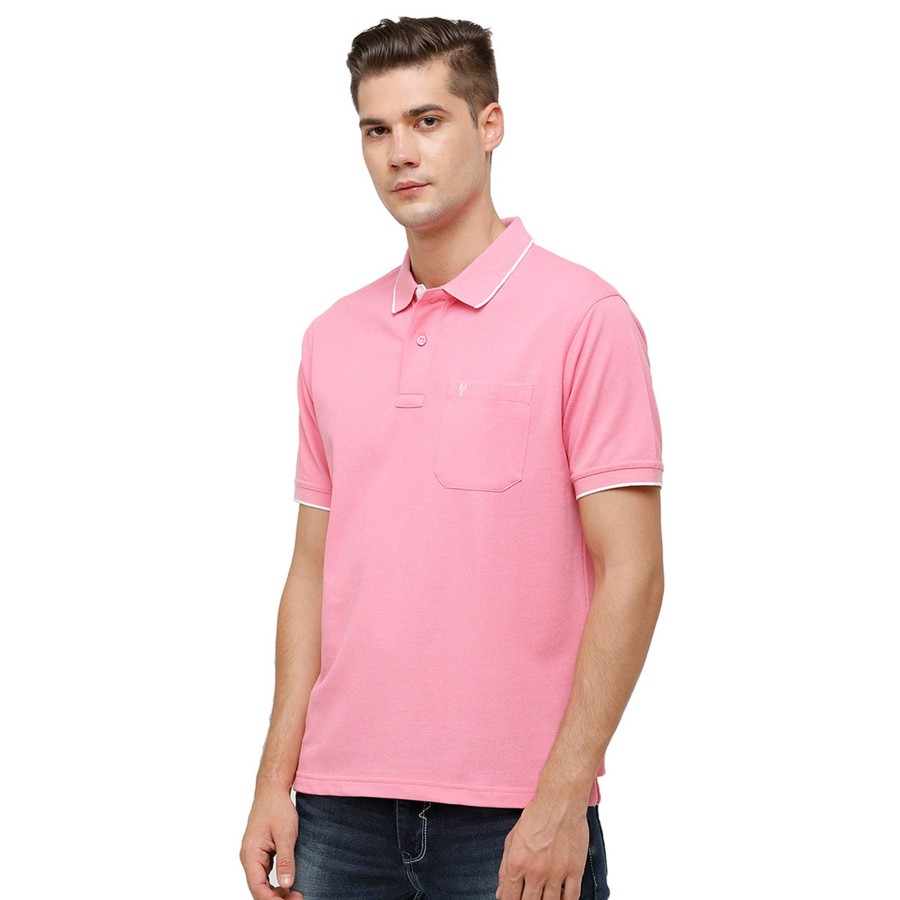 T-Shirts Classic Polo | Classic Polo Men'S Smart Double Pique Polo Half Sleeve Authentic Fit T-Shirt | Nova - Pink