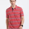 T-Shirts Classic Polo | Classic Polo Mens Cotton Half Sleeves Striped Slim Fit Polo Neck Red Color T-Shirt | Adore - 206 B Sf P