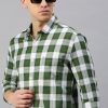 Shirts Classic Polo | Classic Polo Men'S Cotton Full Sleeve Checked Slim Fit Polo Neck Green Color Woven Shirt | So1-65 A