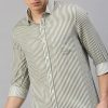 Shirts Classic Polo | Classic Polo Men'S Cotton Full Sleeve Striped Slim Fit Polo Neck Grey Color Woven Shirt | So1-105 A