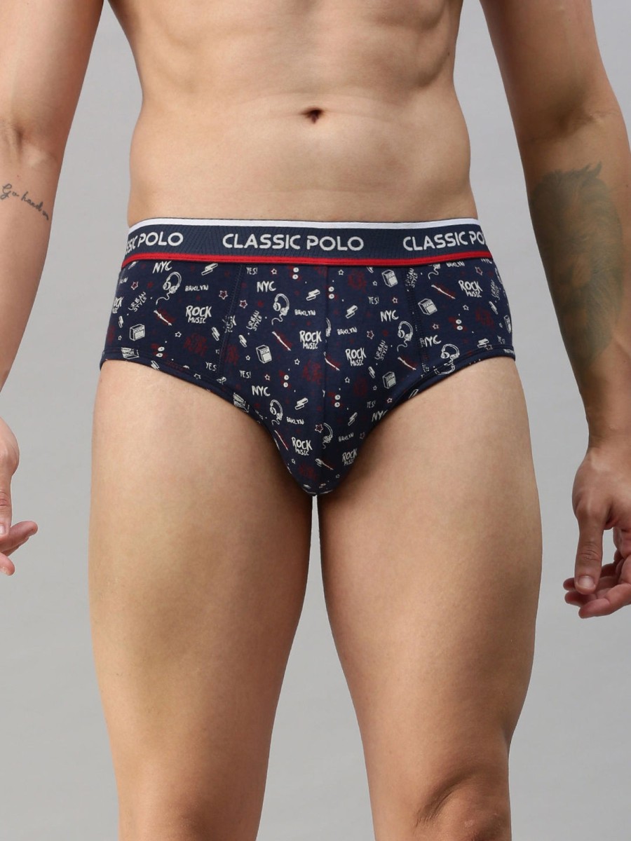 Innerwear Classic Polo | Classic Polo Men'S Modal Printed Brief | Scarce - Blue