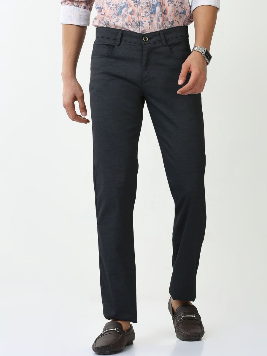 Trousers Classic Polo | Classic Polo Mens Cotton Solid Chiesel Fit Black Color Trouser | Tbo2-28 D-Blk-Cf-Ly