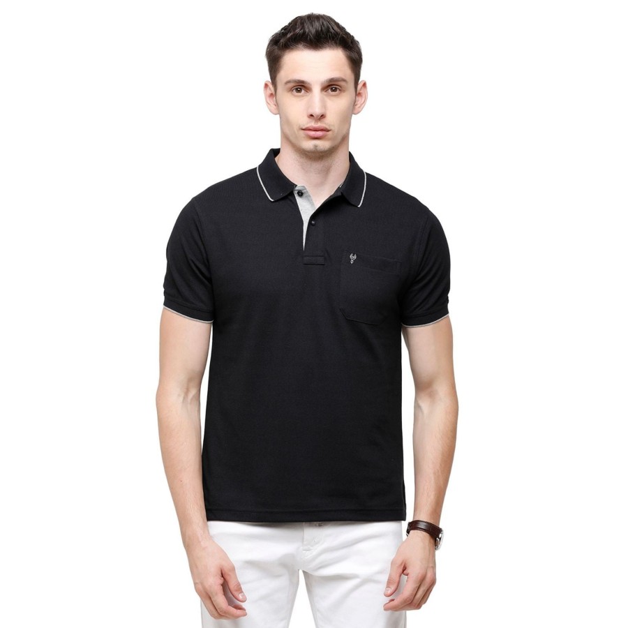 T-Shirts Classic Polo | Classic Polo Men'S Smart Double Pique Polo Half Sleeve Authentic Fit T-Shirt | Nova - Black