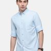 Shirts Classic Polo | Classic Polo Men'S Cotton Light Blue Solid Full Sleeve Shirt - Enzo-Light Blue-Fs