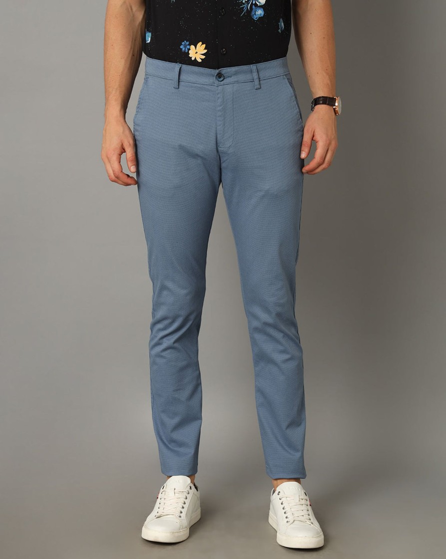 Trousers Classic Polo | Classic Polo Men'S 100% Cotton Moderate Fit Solid Blue Color Trouser | To1-34 C-Blu