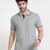 T-Shirts Classic Polo | Classic Polo Mens Cotton Half Sleeves Floral Slim Fit Polo Neck Grey Color T-Shirt | Bello - 226 A Sf P