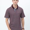 T-Shirts Classic Polo | Classic Polo Mens Cotton Half Sleeves Striped Authentic Fit Polo Neck Maroon Color T-Shirt | Rare - 09 B Af P