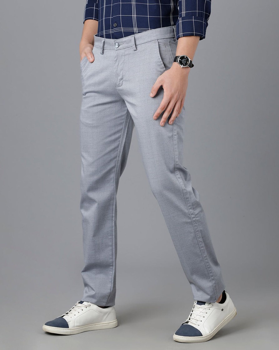 Trousers CP BRO | Cp Bro Men'S Cotton Solid Slim Fit Light Grey Color Trouser | Tbn2-21 A