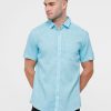 Shirts Classic Polo | Classic Polo Mens Blue Linen Cotton Woven Shirt - Porsh Aqua Hs