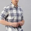 Shirts Classic Polo | Classic Polo Men'S Cotton Full Sleeve Checked Slim Fit Polo Neck White Color Woven Shirt | So1-110 A