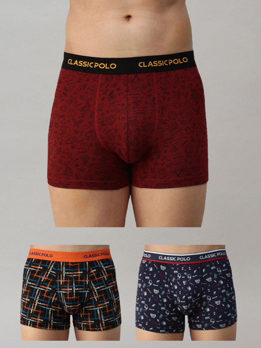 Innerwear Classic Polo | Classic Polo Men'S Modal Printed Trunks | Glance - Multicolor (Pack Of 3)