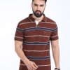 T-Shirts Classic Polo | Classic Polo Mens Casual Burgundy Striped Cotton T-Shirt | F-Adore - 109 B Sf P