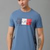 T-Shirts CP BRO | Cp Bro Men'S Cotton Half Sleeve Printed Slim Fit Round Neck Blue Color T-Shirt | Brcn - 518 B