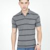 T-Shirts Classic Polo | Classic Polo Mens Casual Charcoal Melange Striped Cotton T-Shirt | F-Avon - 117 B Af P