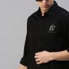 Shirts Classic Polo | Classic Polo Men'S Cotton Full Sleeve Solid Slim Fit Polo Neck Black Color Woven Shirt | So1-38 D